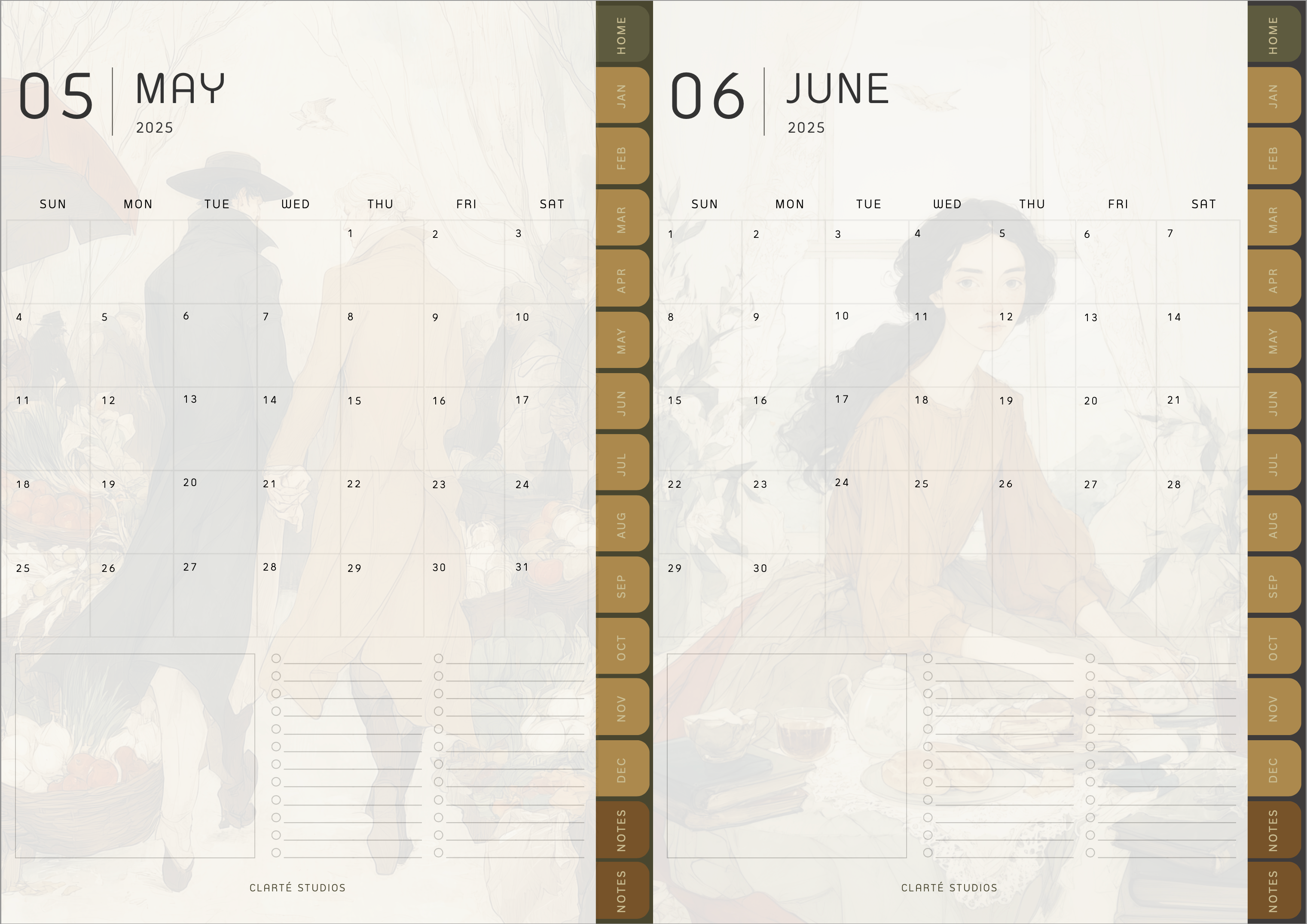 Farmers Market Digital Monthly Planner for 2026