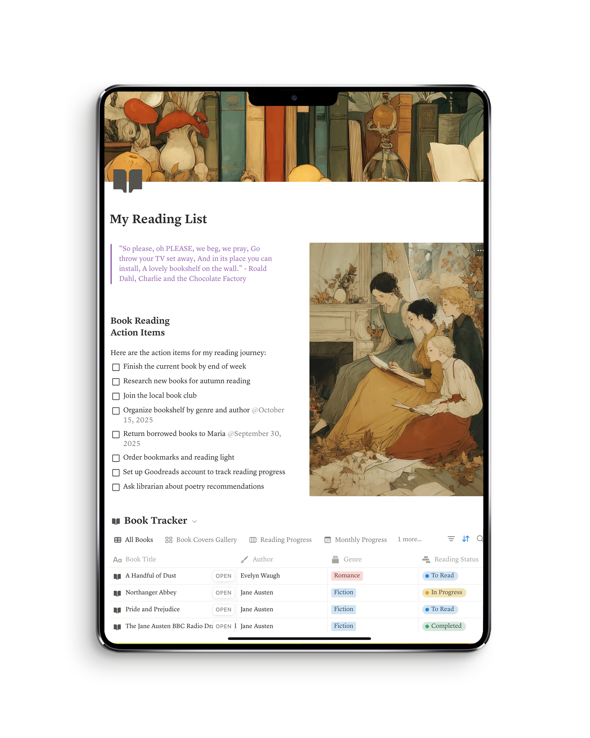 My Reading List Notion Template